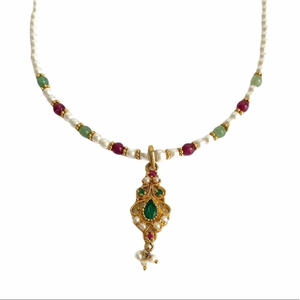 Vintage Gold and Green Necklace